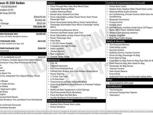 Used 2014 Lexus IS 250 AWD w/ Navigation Package image 35