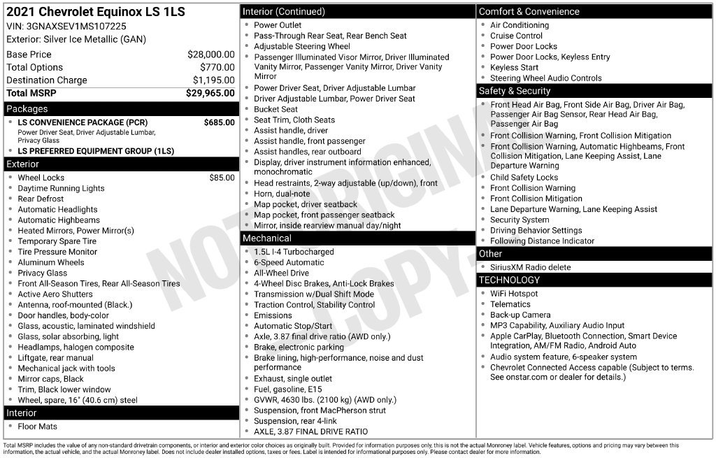 Used 2021 Chevrolet Equinox LS w/ LS Convenience Package AWD/4WD image 4