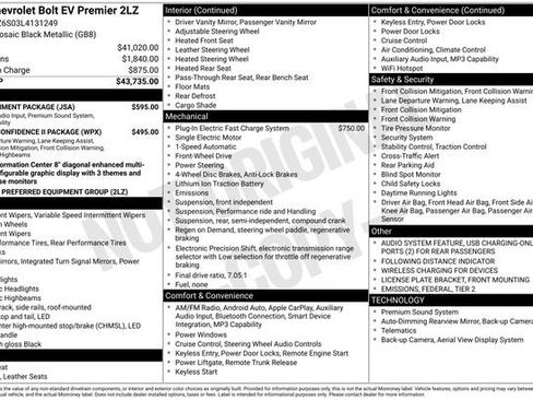 Used 2020 Chevrolet Bolt Premier w/ Infotainment Package FWD image 41