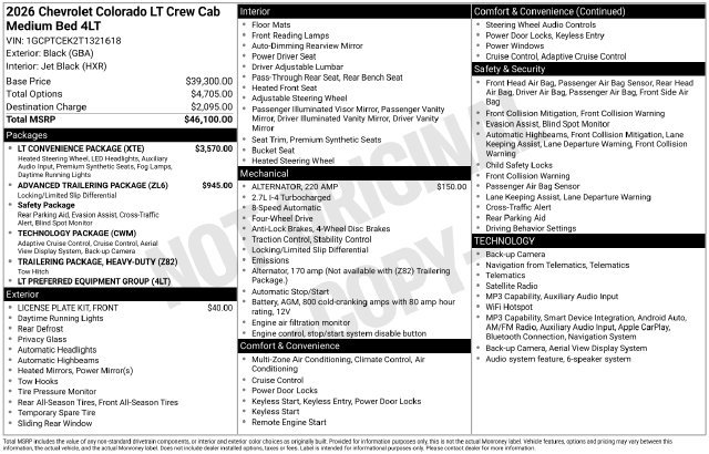 New 2026 Chevrolet Colorado LT w/ LT Convenience Package AWD/4WD image 47