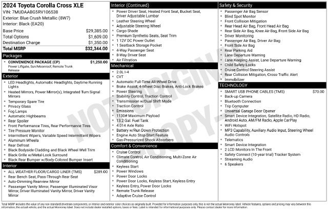 Used 2024 Toyota Corolla Cross XLE w/ Convenience Package AWD/4WD image 34