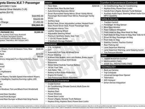 Used 2024 Toyota Sienna XLE w/ XLE Plus Package AWD/4WD image 2