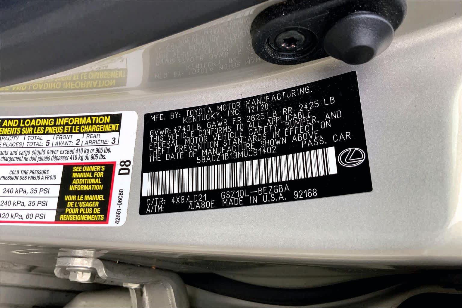 Certified 2021 Lexus ES 350 w/ Premium Package FWD image 36
