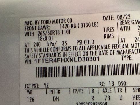 Used 2022 Ford Ranger Lariat w/ Equipment Group 501A High image 58