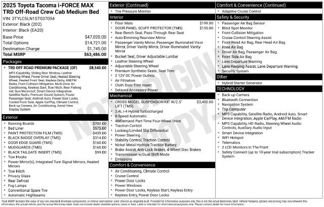 Certified 2025 Toyota Tacoma TRD Off-Road w/ TRD Off Road Premium Package AWD/4WD image 36