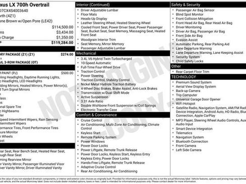 Used 2025 Lexus LX 700h Overtrail w/ Accessory Package (Z1) AWD/4WD image 2