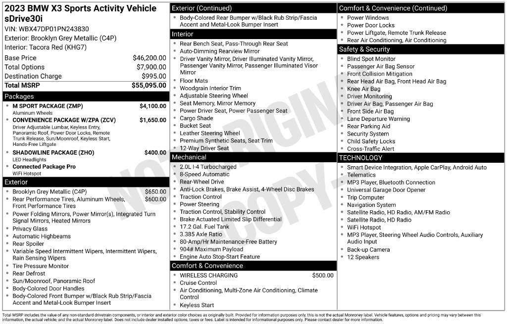 Used 2023 BMW X3 sDrive30i w/ M Sport Package RWD image 5