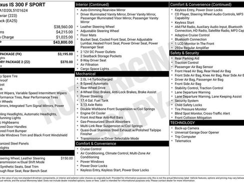Used 2020 Lexus IS 300 F Sport w/ F Sport Package RWD image 3