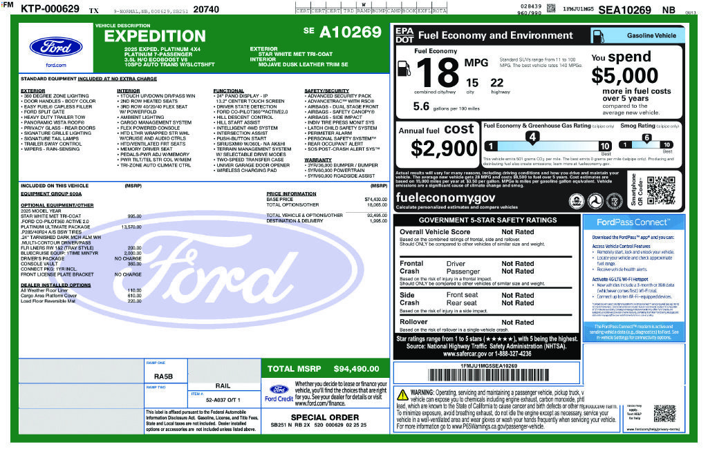 Used 2025 Ford Expedition Platinum w/ Platinum Ultimate Package AWD/4WD image 3