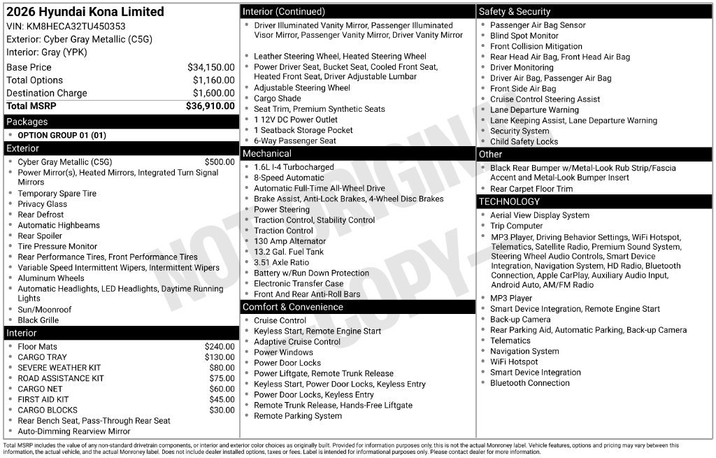 New 2026 Hyundai Kona Limited AWD/4WD image 13
