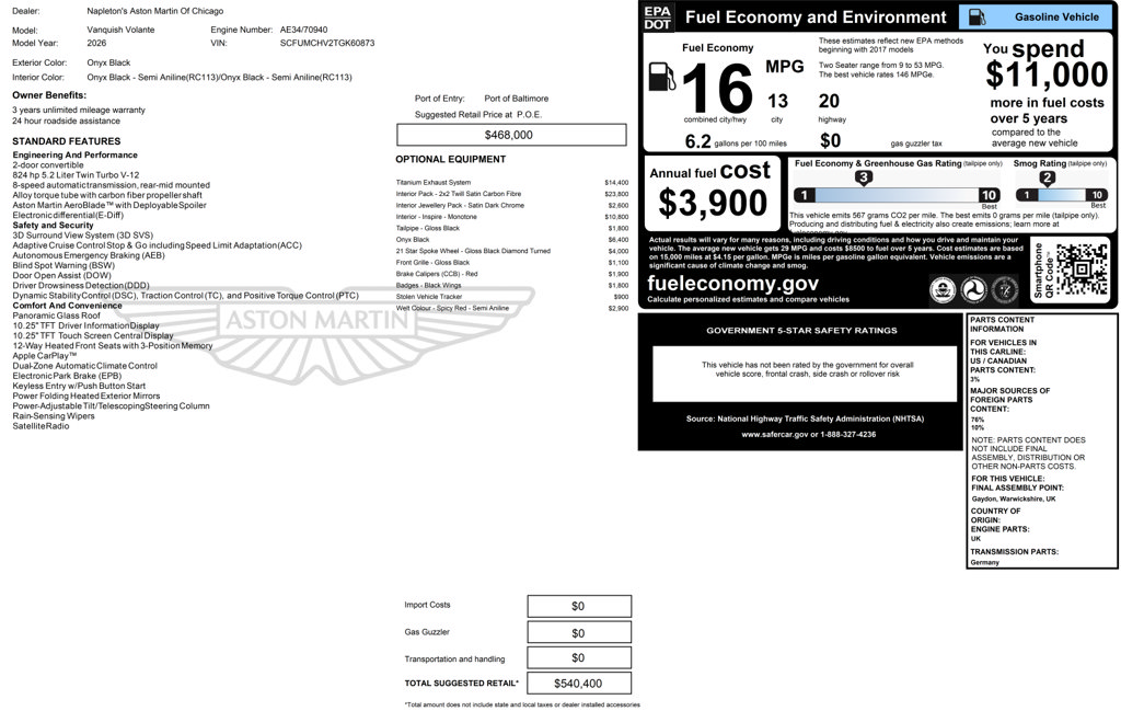Used 2026 Aston Martin Vanquish Convertible RWD image 39