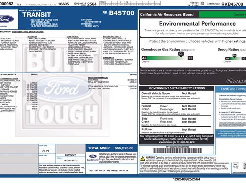 Used 2024 Ford Transit 350 148 High Roof Extended AWD w/ Load Area Protection Package image 8