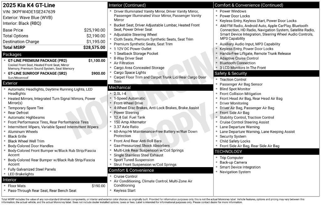 Certified 2025 Kia K4 GT-Line w/ GT-Line Premium Package FWD image 33