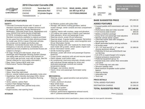 Certified 2018 Chevrolet Corvette Z06 w/ Battery Protection Package RWD image 33