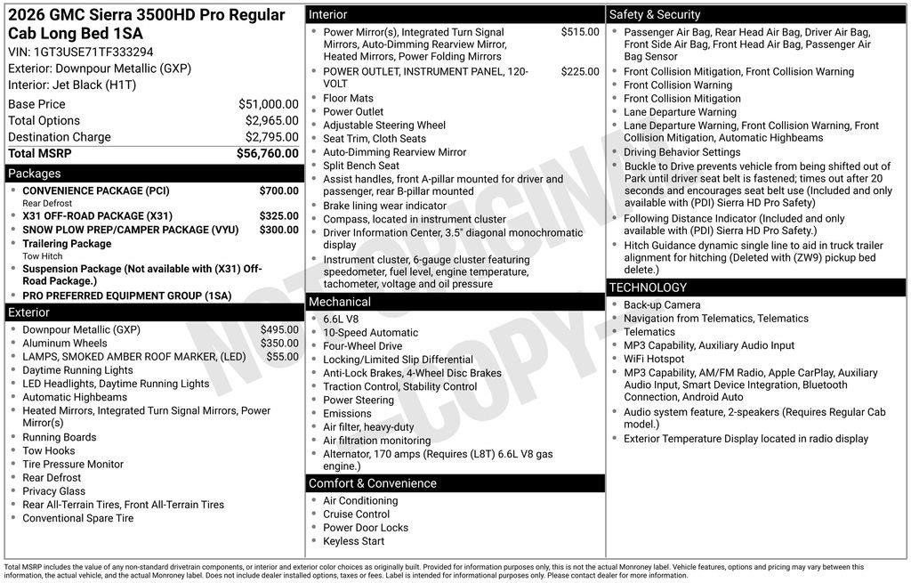 New 2026 GMC Sierra 3500 Pro w/ Convenience Package AWD/4WD image 15