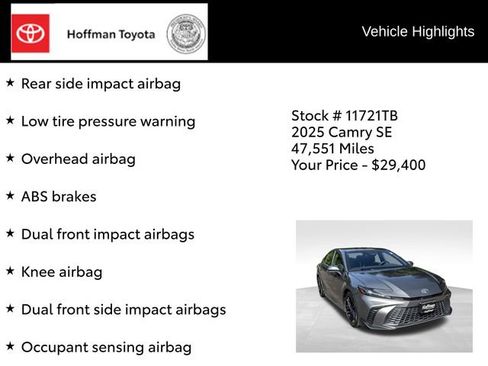 Used 2025 Toyota Camry SE FWD image 29