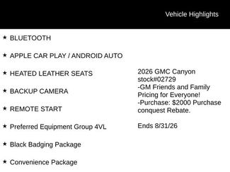 New 2026 GMC Canyon Elevation w/ Convenience Package AWD/4WD 360° Tour