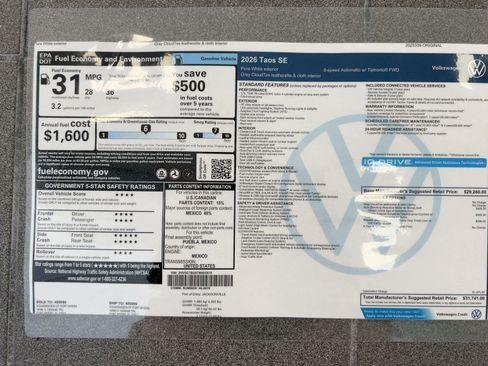 New 2026 Volkswagen Taos SE image 35