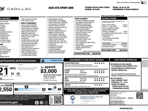 Certified 2024 Cadillac XT6 Sport w/ LPO, Floor Liner Package image 2