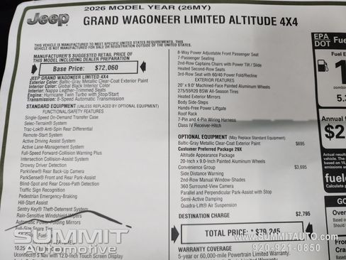 New 2026 Jeep Grand Wagoneer Limited w/ Convenience Group I AWD/4WD image 45