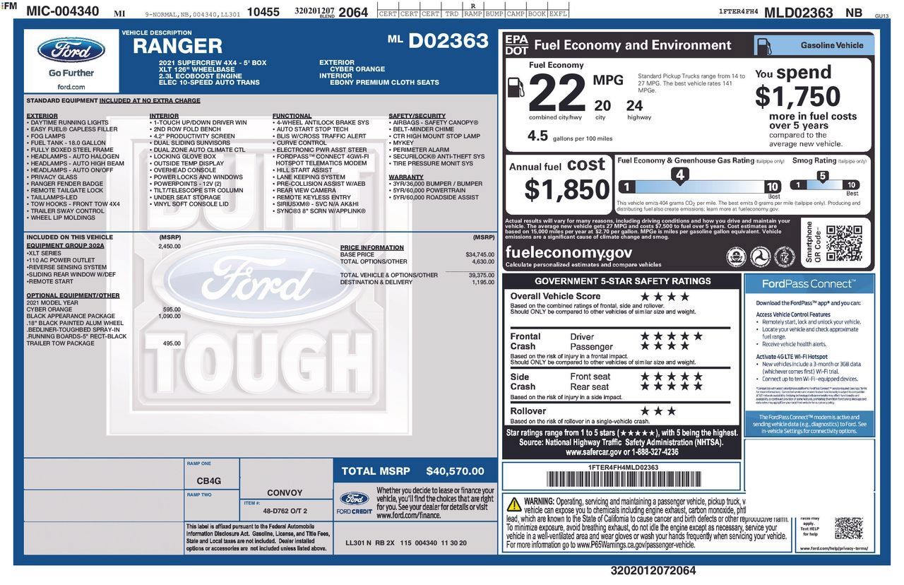 Used 2021 Ford Ranger 4x4 SuperCrew image 9
