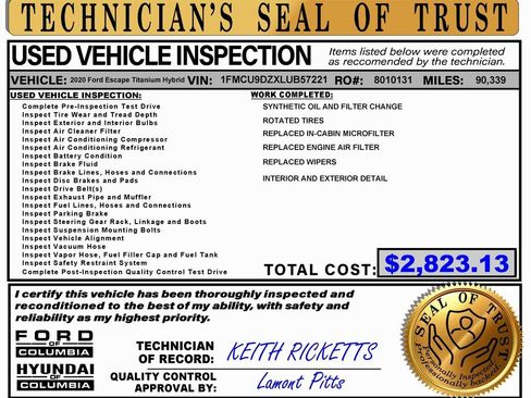 Used 2020 Ford Escape Titanium w/ Titanium Premium Package 2.0 image 2