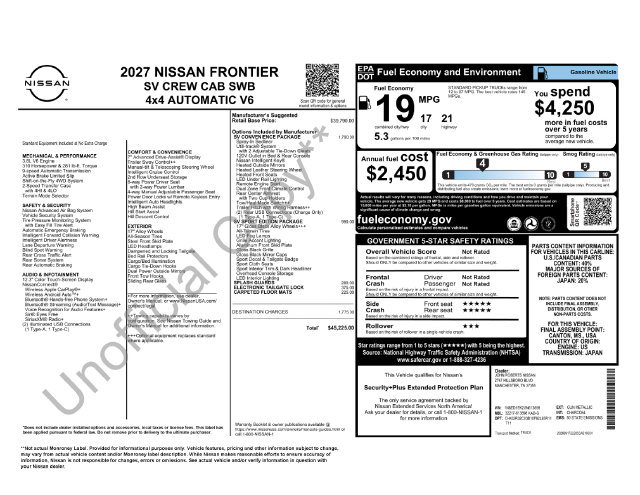 New 2027 Nissan Frontier SV w/ SV Convenience Package AWD/4WD image 22