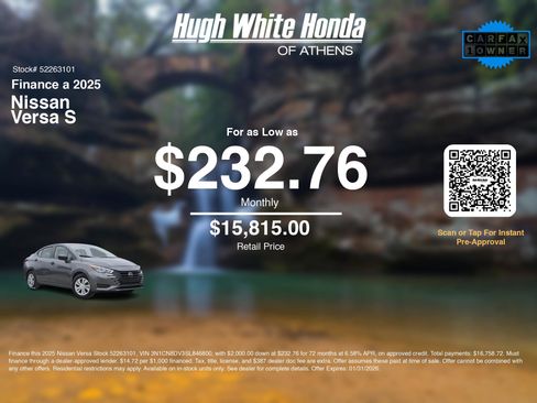 Used 2025 Nissan Versa S w/ Trunk Package image 3