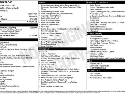 Used 2015 INFINITI Q40 AWD w/ Navigation Package image 5