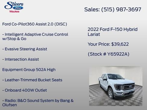 Used 2022 Ford F150 Lariat w/ Equipment Group 502A High AWD/4WD image 8