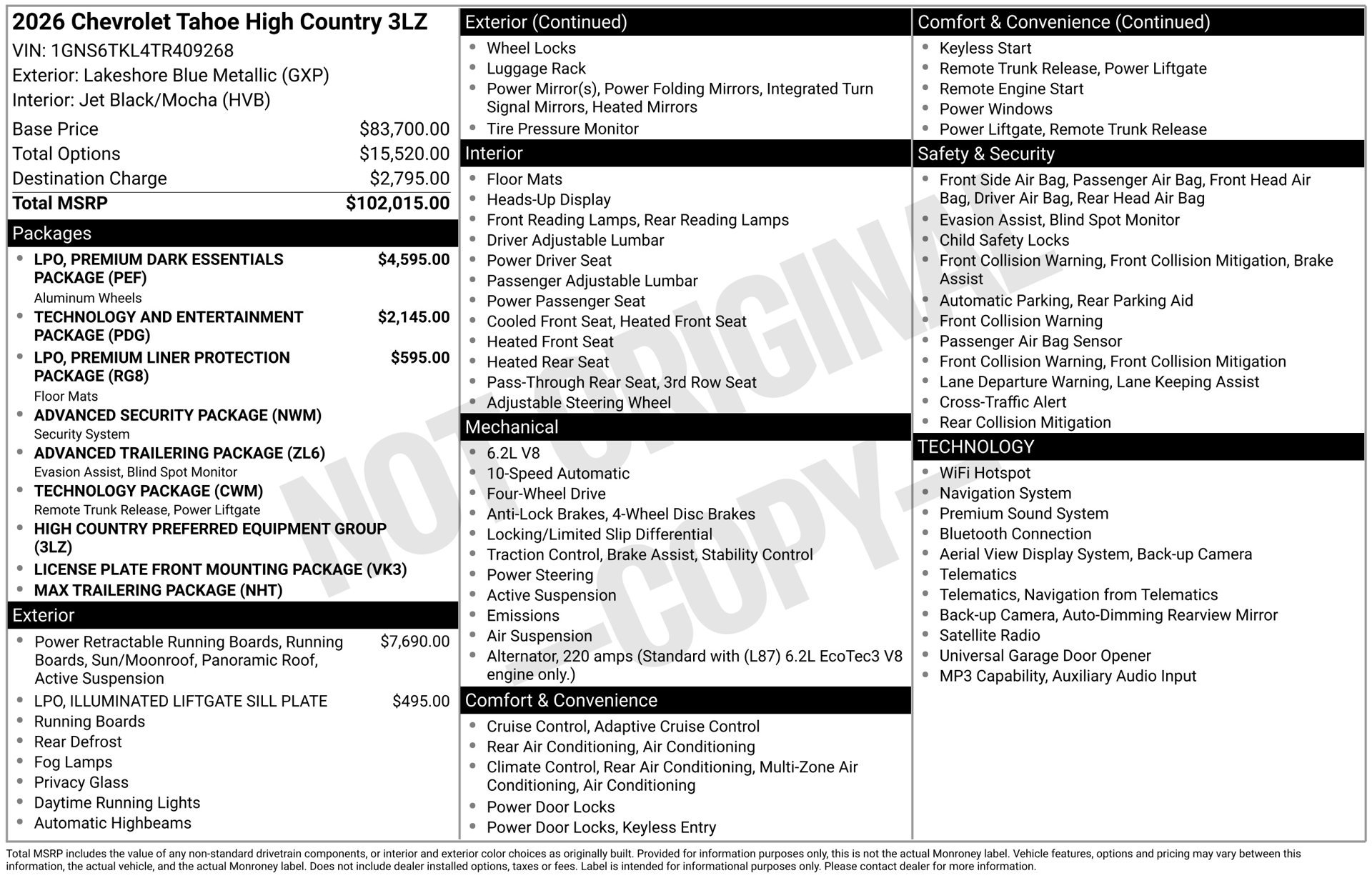New 2026 Chevrolet Tahoe High Country AWD/4WD image 5