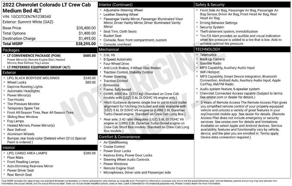 Used 2022 Chevrolet Colorado LT w/ LT Convenience Package AWD/4WD image 10