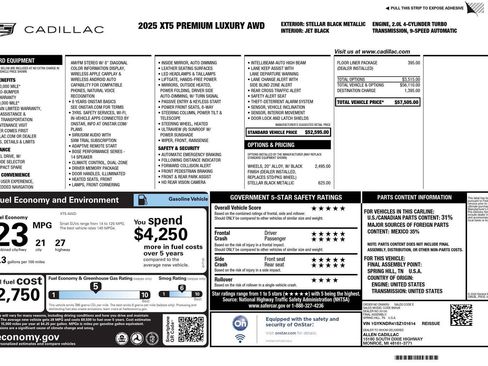 Certified 2025 Cadillac XT5 Premium Luxury w/ LPO, Floor Liner Package image 5