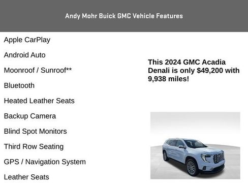 Used 2024 GMC Acadia Denali w/ LPO, Floor Liner Package image 4