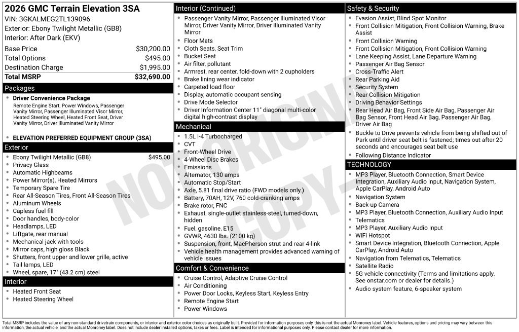 Certified 2026 GMC Terrain Elevation FWD image 31