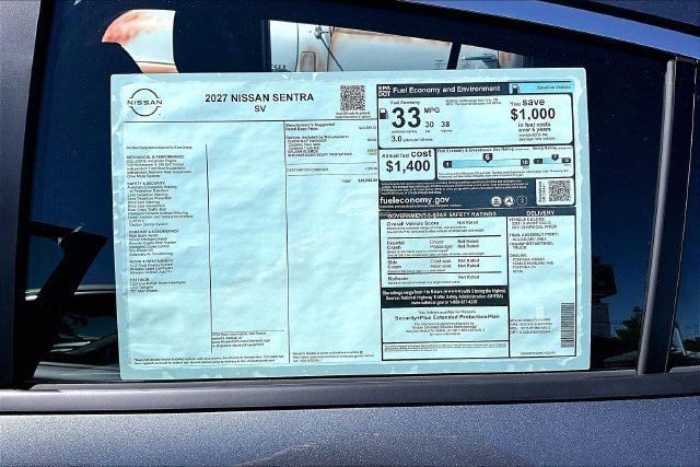 New 2027 Nissan Sentra SV w/ Floor Mat Package FWD image 12