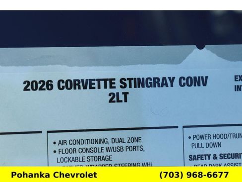 New 2026 Chevrolet Corvette Stingray Preferred Conv w/ Z51 Performance Package image 36