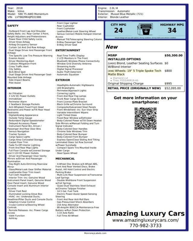 Used 2018 Volvo S90 T5 Momentum w/ Convenience Package AWD/4WD image 24