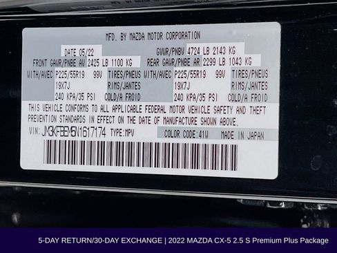 Used 2022 MAZDA CX-5 AWD 2.5 S w/ Premium Plus Pkg image 38