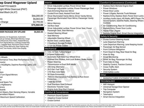 New 2026 Jeep Grand Wagoneer 4WD w/ Quick Order Packge 29V Upland image 5
