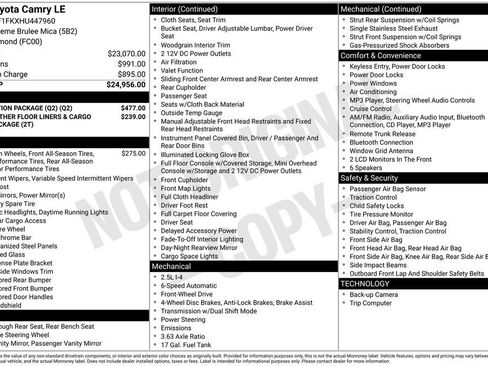 Certified 2017 Toyota Camry LE w/ Protection Package (Q2) image 12