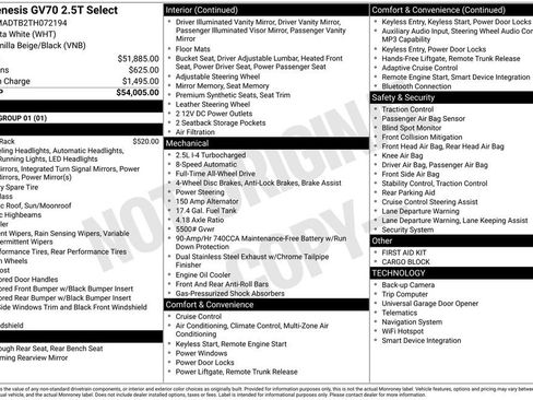 New 2026 Genesis GV70 2.5T Select AWD/4WD image 3