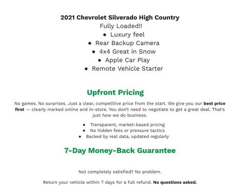 Used 2021 Chevrolet Silverado 1500 High Country w/ Safety Package II image 2