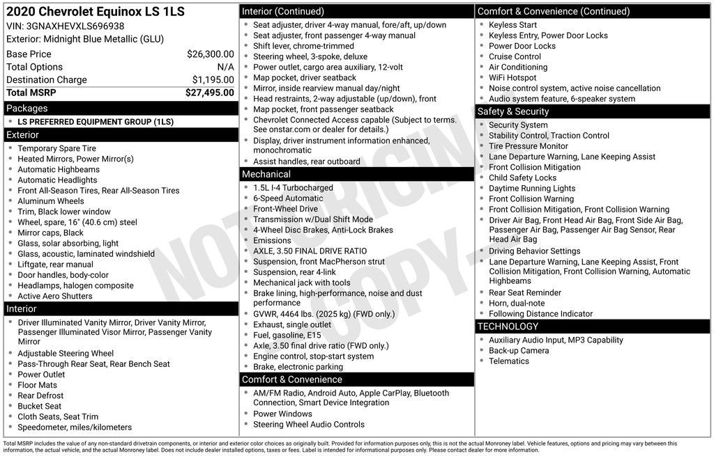 Used 2020 Chevrolet Equinox LS FWD image 6
