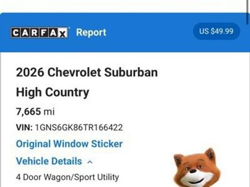 Used 2026 Chevrolet Suburban High Country AWD/4WD image 12
