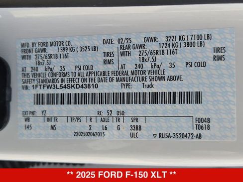 Used 2025 Ford F150 XLT w/ Equipment Group 301A Standard AWD/4WD image 34