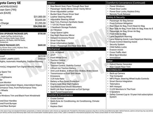 Used 2025 Toyota Camry SE w/ Multimedia Upgrade Package FWD image 42