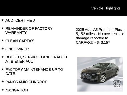 Certified 2025 Audi A5 2.0T Premium Plus w/ Premium Plus image 9
