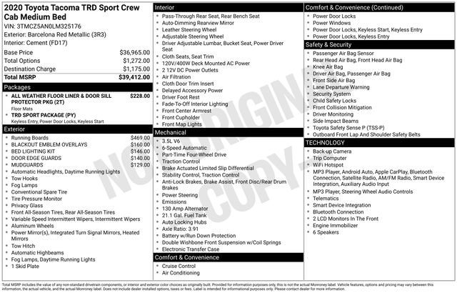 Certified 2020 Toyota Tacoma TRD Sport AWD/4WD image 27
