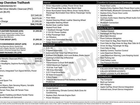 Used 2022 Jeep Cherokee Trailhawk w/ Premium Leather Package image 36